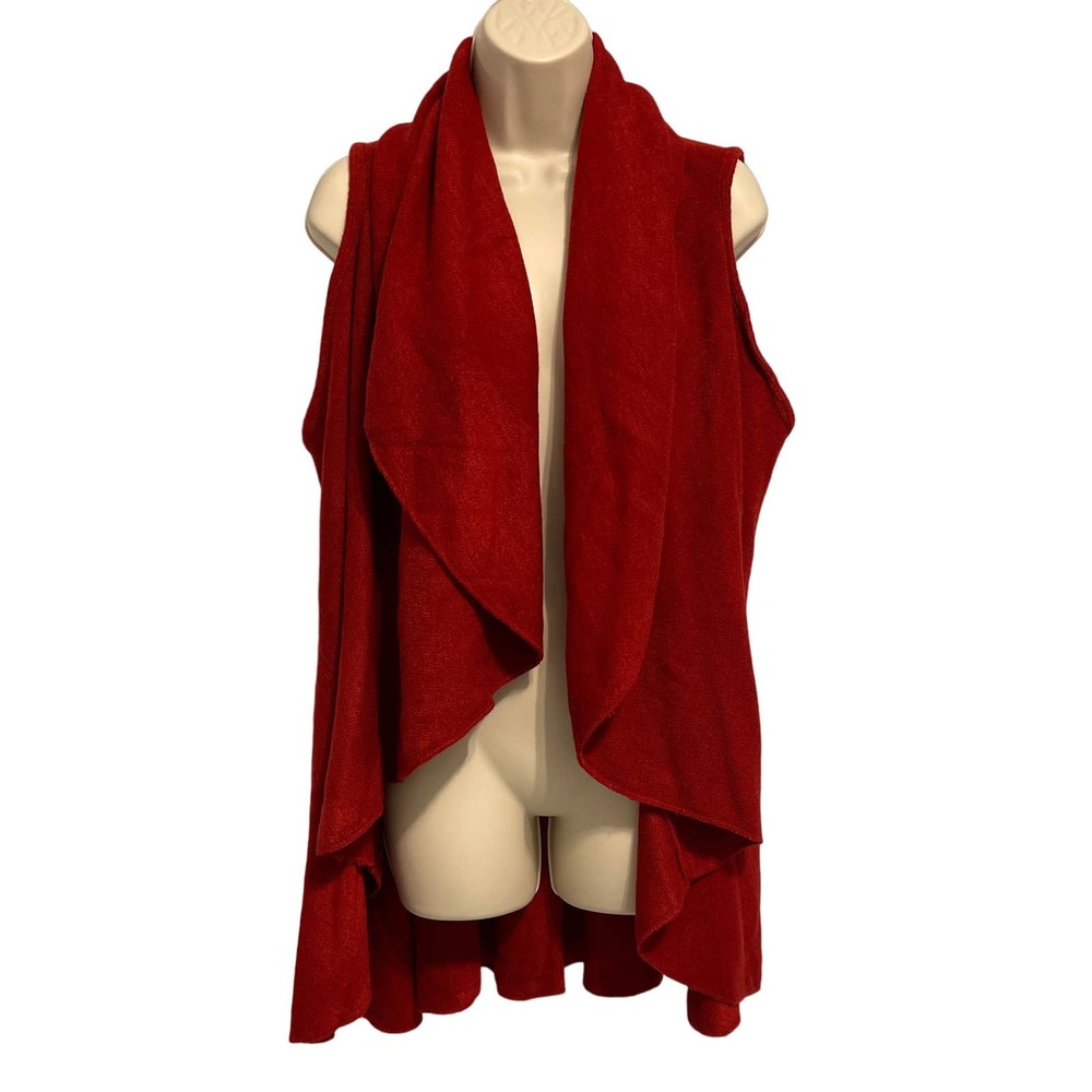 Rook Brick Red Sleeveless Open Waterfall Cardigan One Size‎ Pre-owned